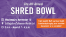 Clemson’s Office of Information Security and Privacy will sponsor the 4th Shred Bowl on Wednesday, shredding sensitive documents for free at Littlejohn Coliseum.