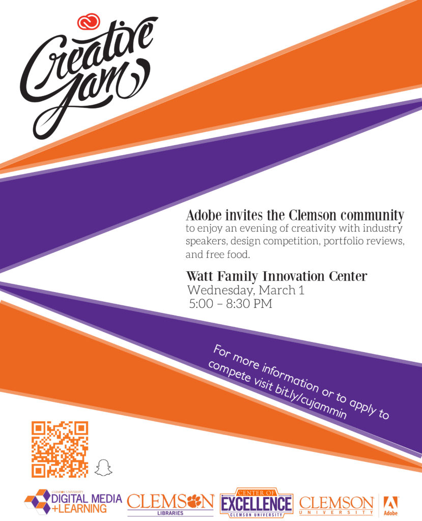 The Adobe Creative Jam comes to Clemson on March 1.