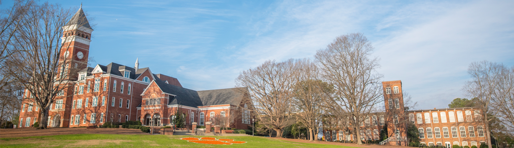 A picture of Tillman Hall and Bowman Field at Clemson University.