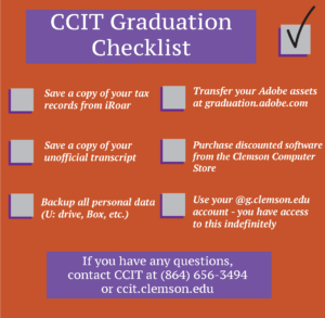 A technology checklist for graduating Clemson students