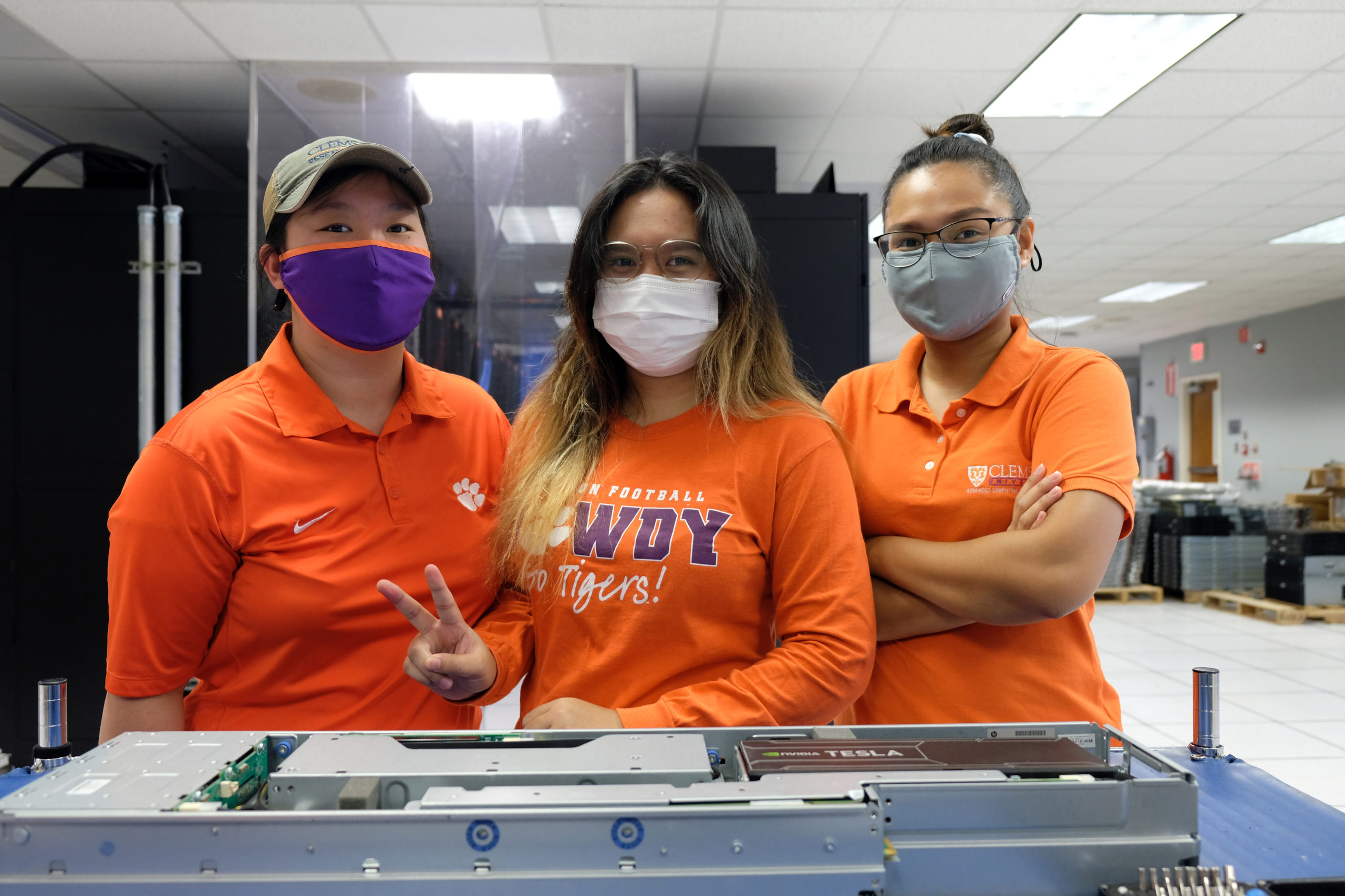Student workers in Clemson Data Center