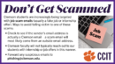 A graphic warning against student phishing job scams