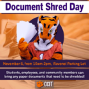 The Tiger holds documents to be shredded for free at this event.